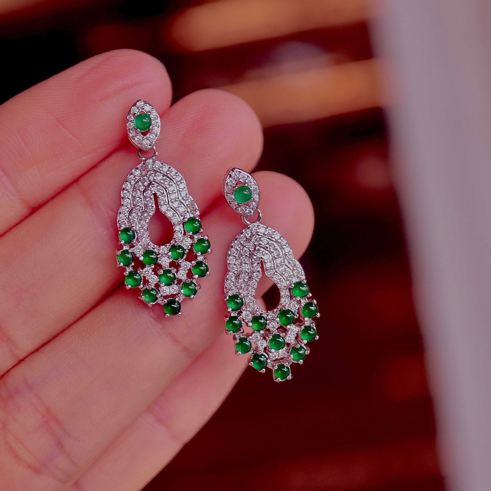 Natural Jade Earrings - 7