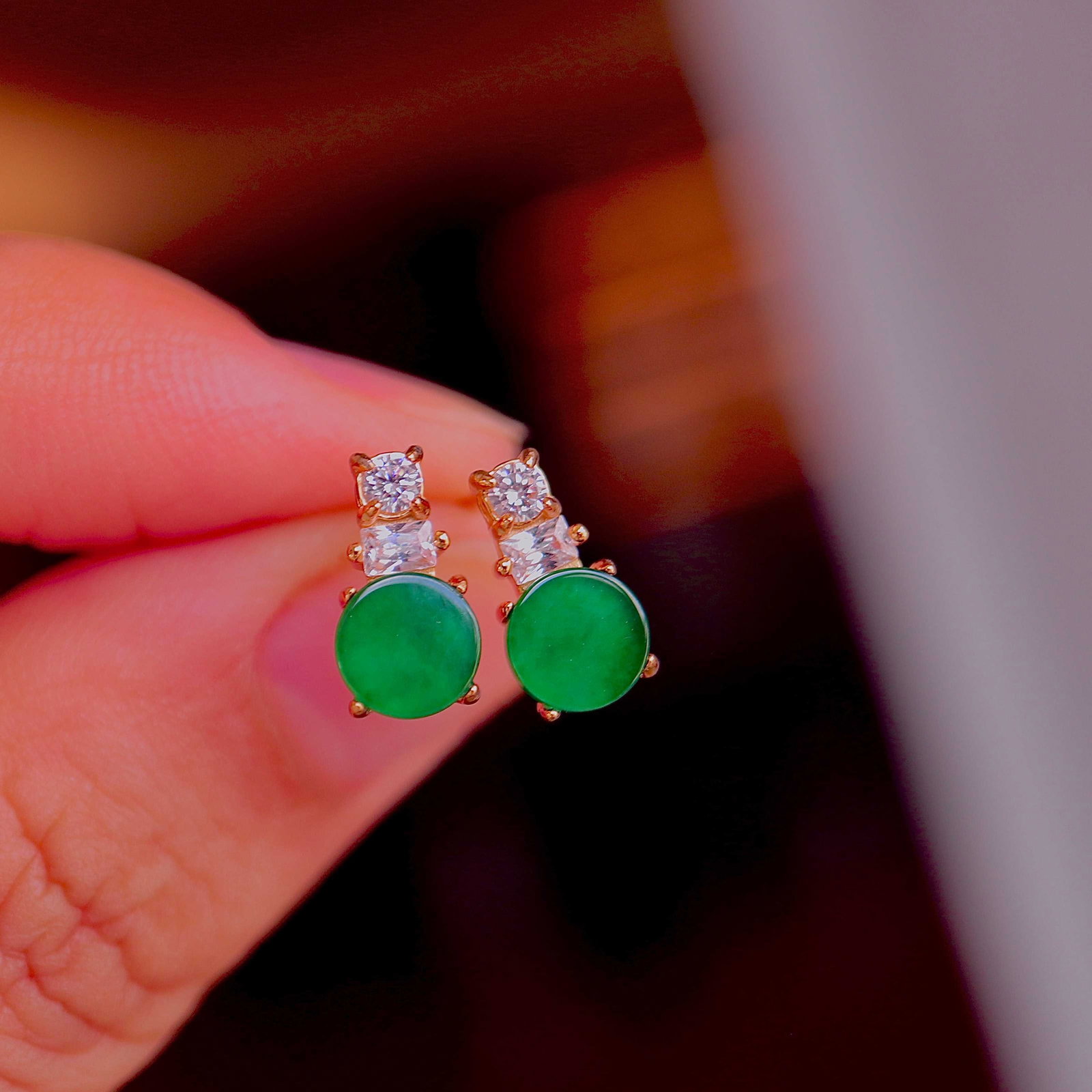 Natural Jade Earrings - 7