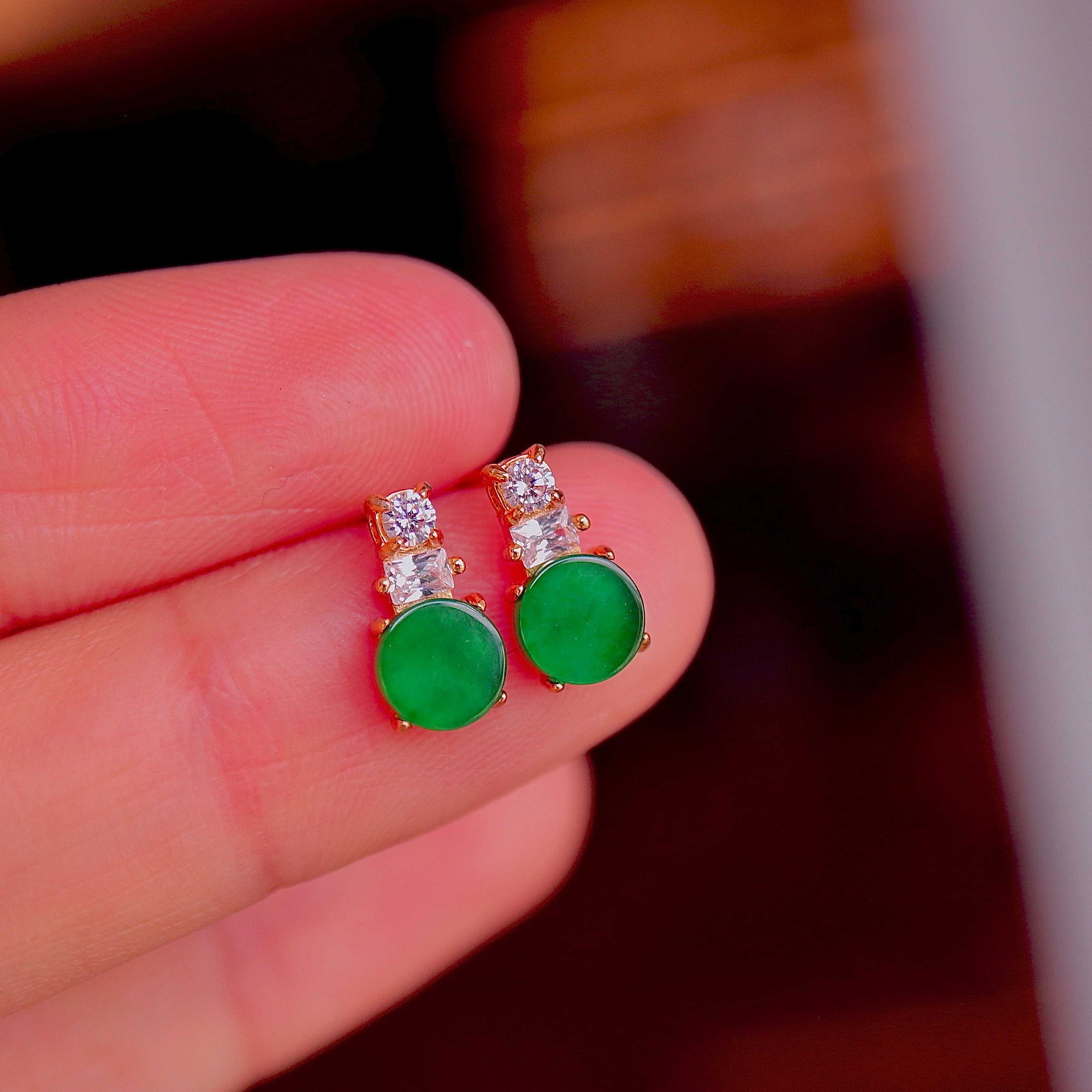 Natural Jade Earrings - 8