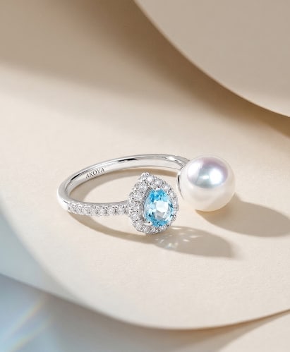 18K Gold Akoya Pearl Ring - 4
