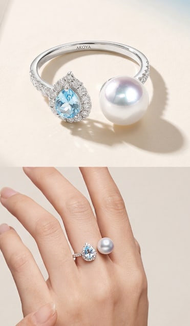 18K Gold Akoya Pearl Ring - 6