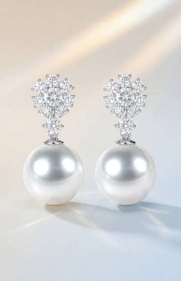 18K Gold South Sea White Pearl Earrings (1 of 5)