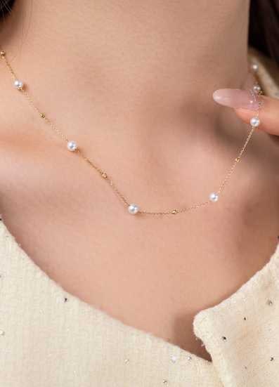 18K Gold Freshwater Pearl Necklace - 2
