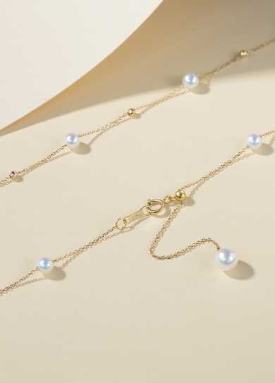 18K Gold Freshwater Pearl Necklace - 5