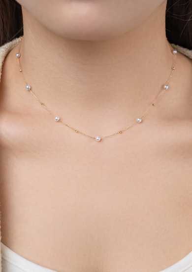 18K Gold Freshwater Pearl Necklace - 6
