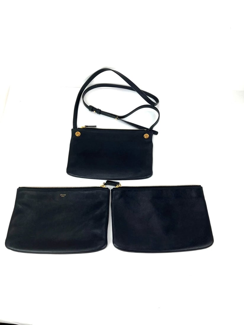 Celine Smooth Lambskin Small Trio Crossbody Black Bag - 5
