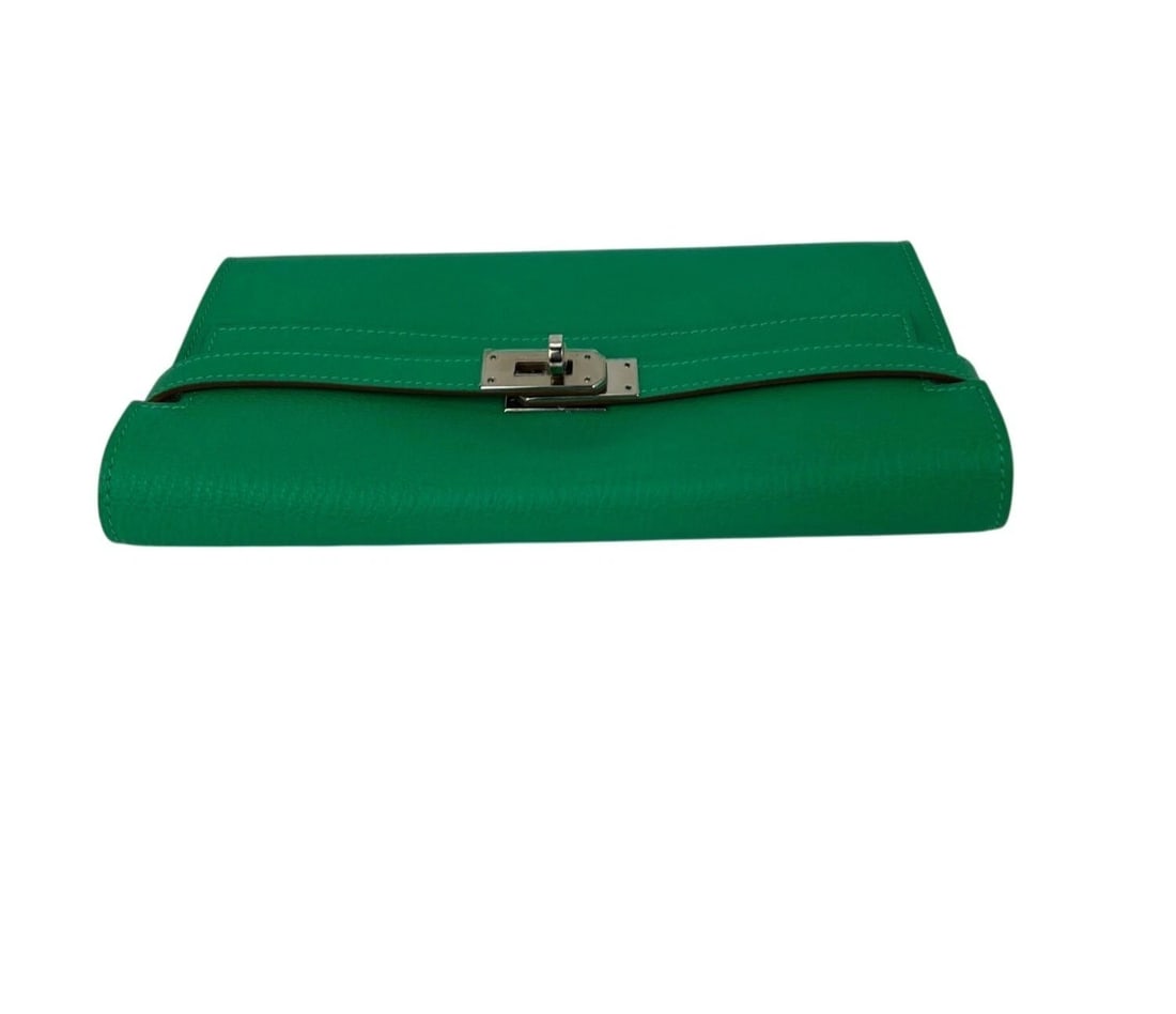 Hermes Chevre Mysore Kelly Longue Green Menthe Leather Wallet - 3
