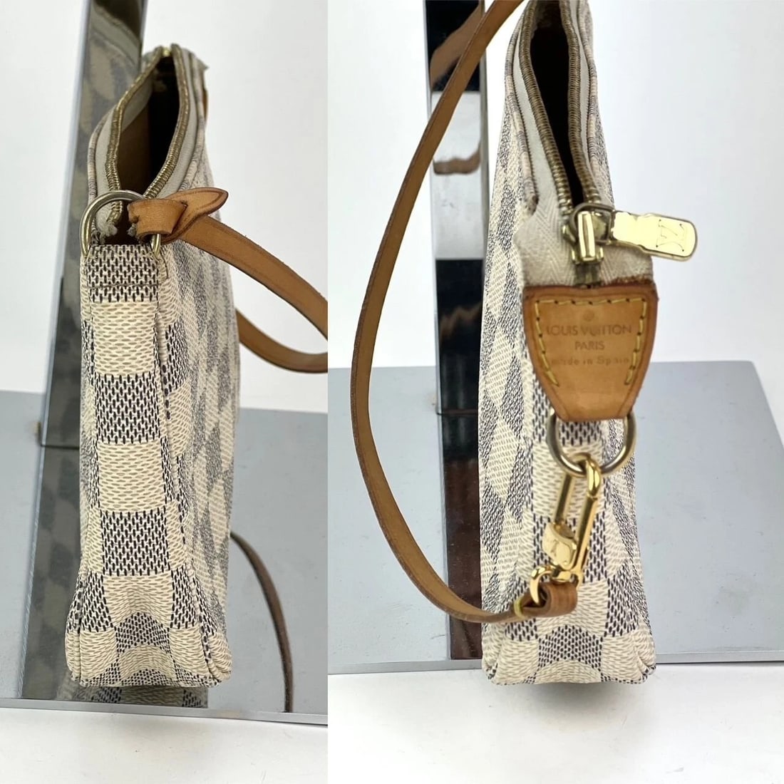 Louis Vuitton Pochette Accessories White Damier Azur Bag - 3