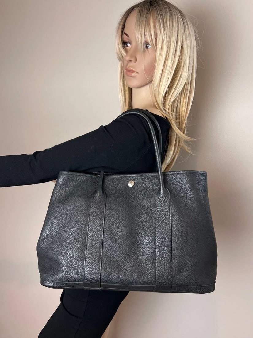 Hermes Negonda Garden Party MM 36 Black Leather Tote - 8