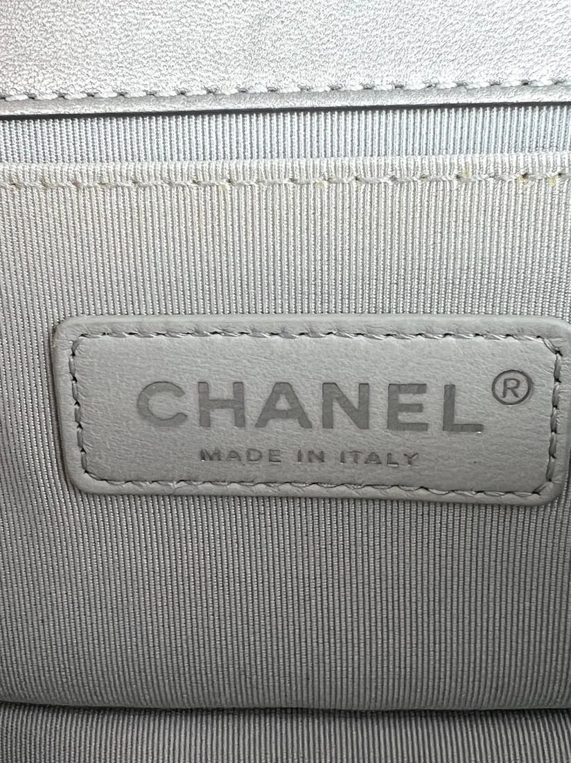 Chanel Iridescent Lambskin PVC Quilted Small Boy Flap Silver Blue Bag - 8
