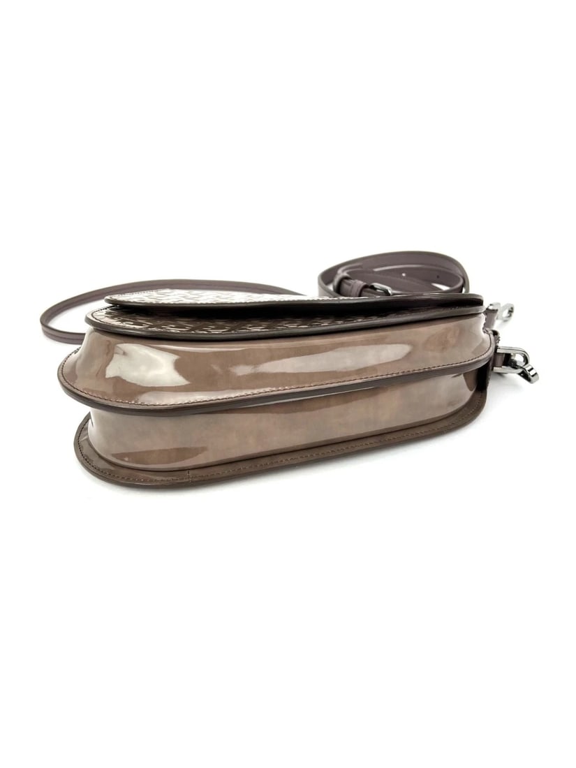 Christian Dior Saddle Boxy Patent Leather Plum Shoulder Hand Bag - 11