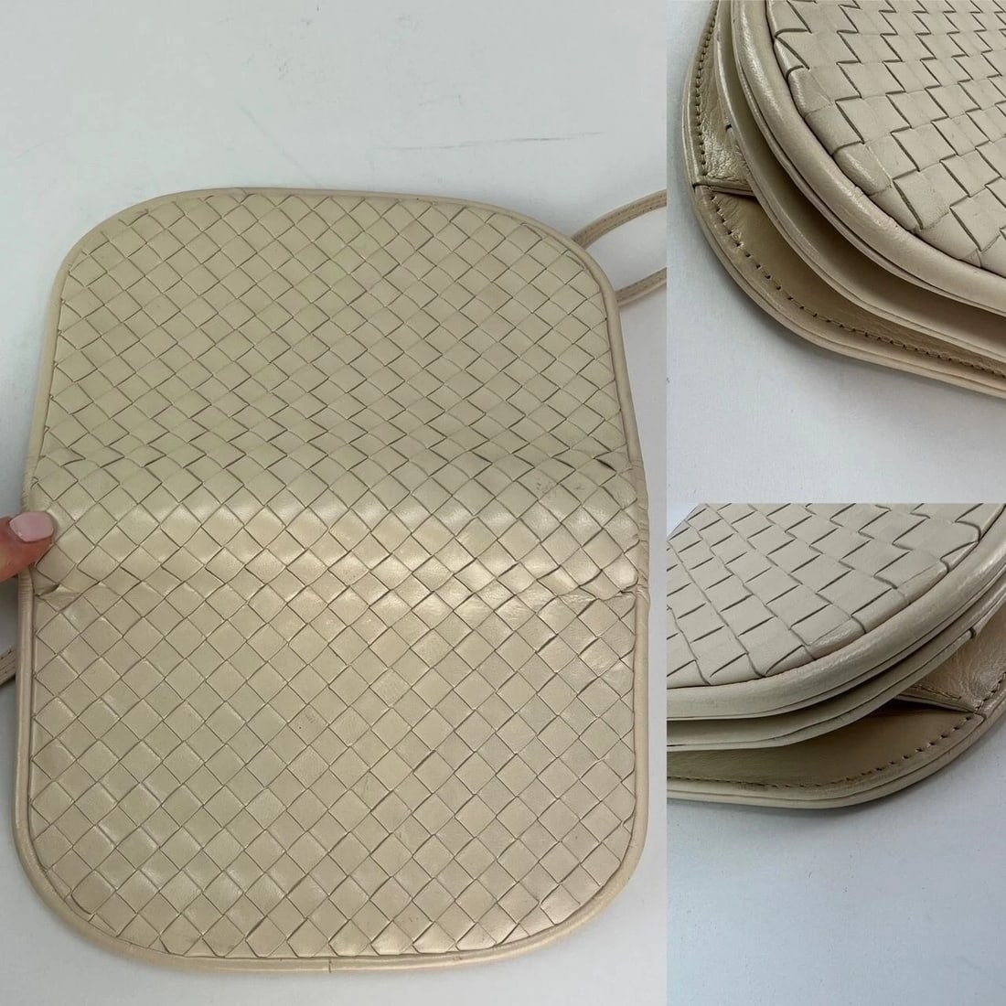 Bottega Veneta Intreciato white leather Shoulder Clutch Bag - 3