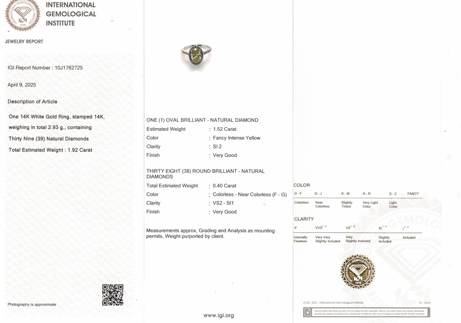 1.92cttw Natural Diamond and Natural Diamond Ring 14K White Gold 2.93 gr - 7