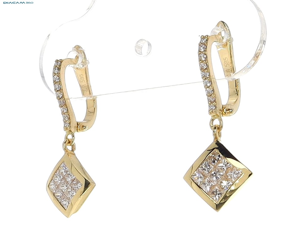 1.08cttw Natural Diamond and Natural Diamond Earrings 14K Yellow Gold 4.17 gr - 2