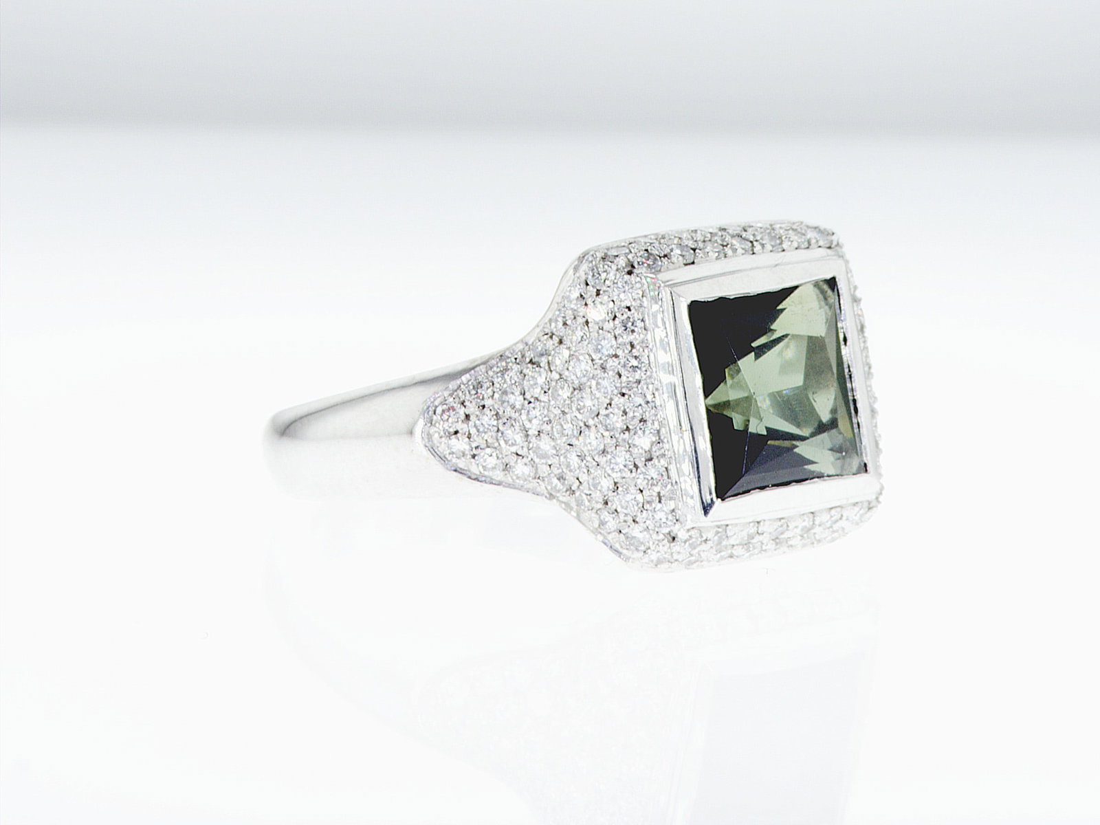 2.94cttw Natural Tourmaline and Natural Diamond Ring 14K White Gold 7.77 gr - 3