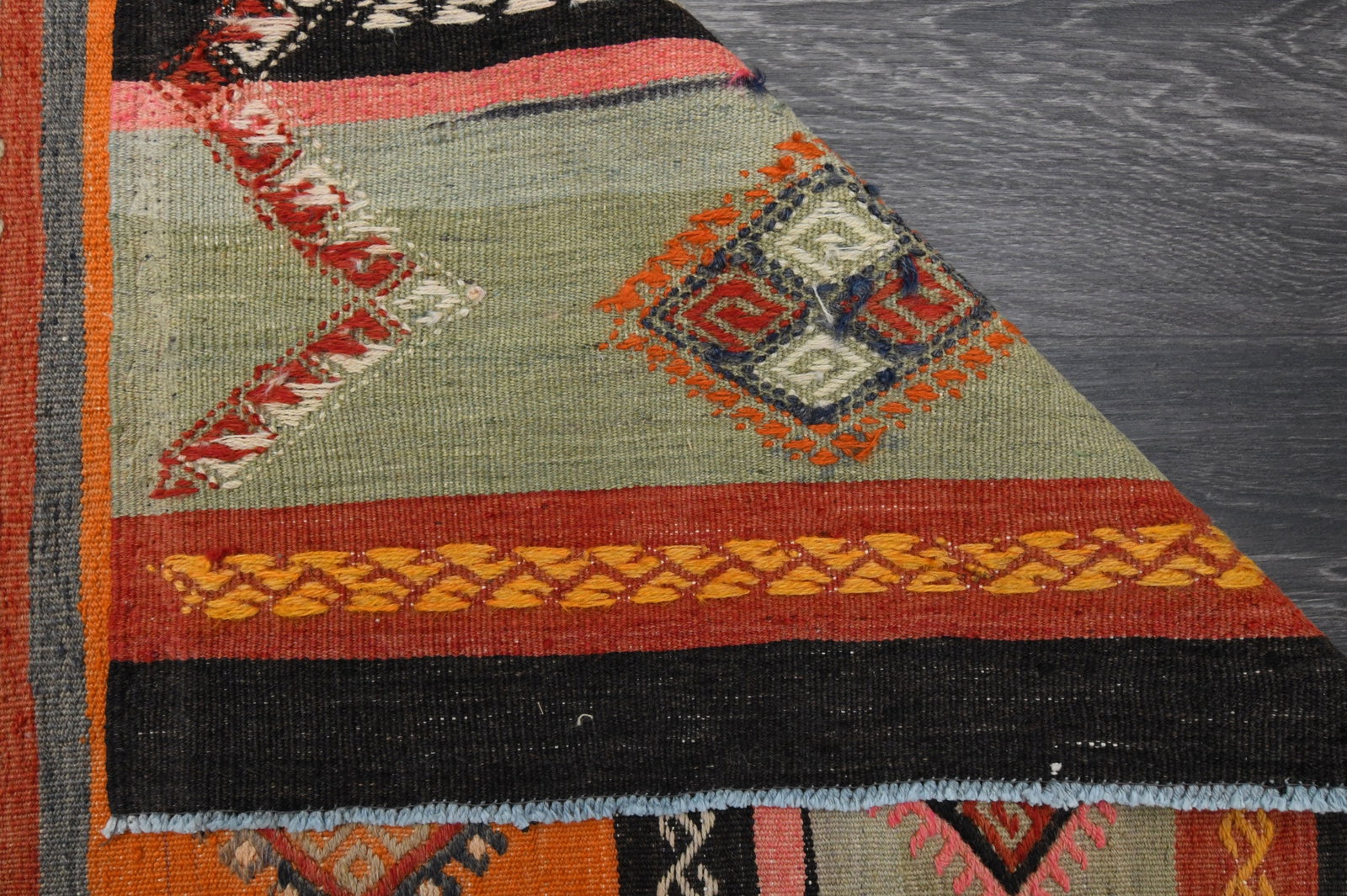 3.7x12.5 ft, TURKISH KILIM Runner - 8