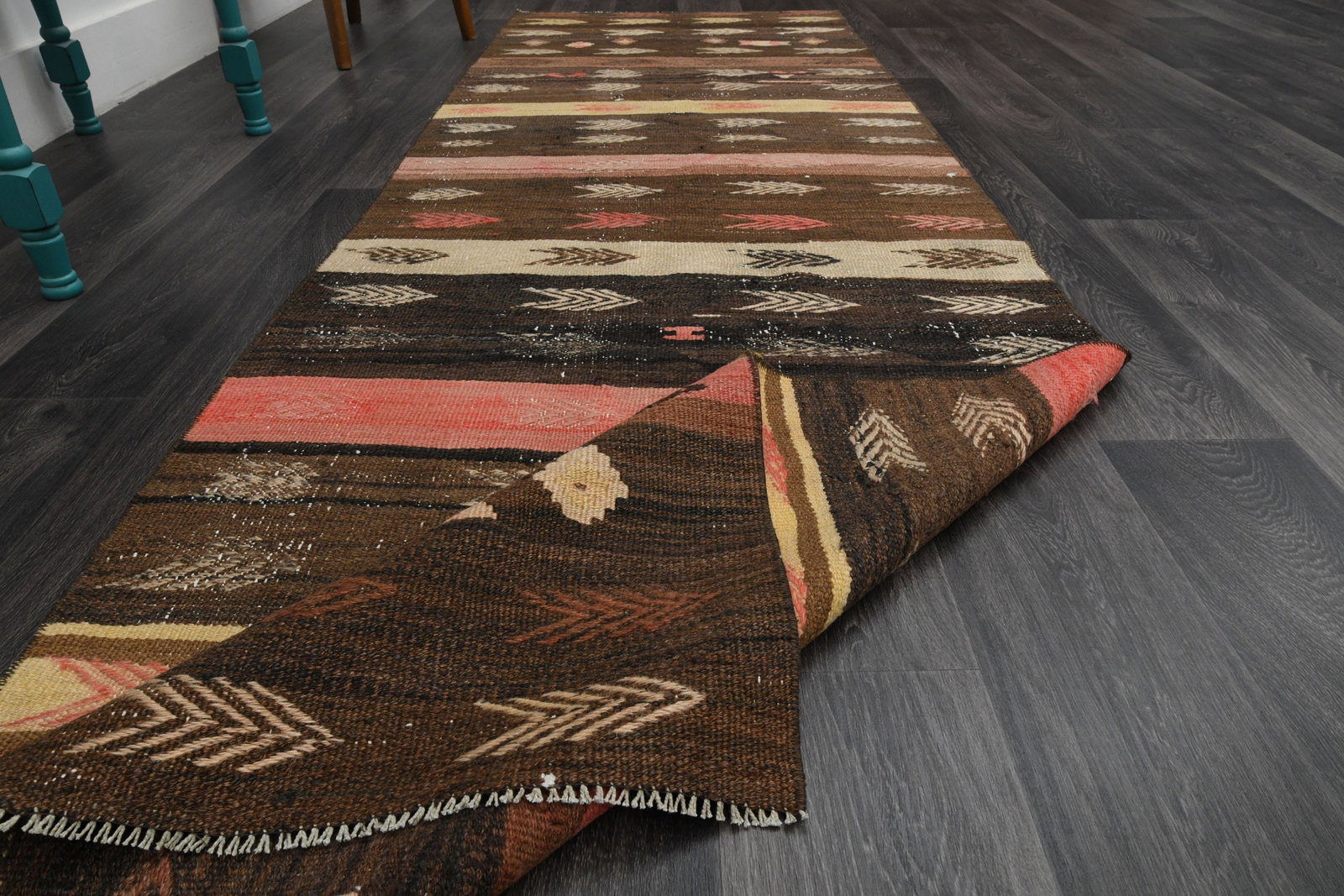 3.3x10.5 ft, TURKISH KILIM Runner - 10