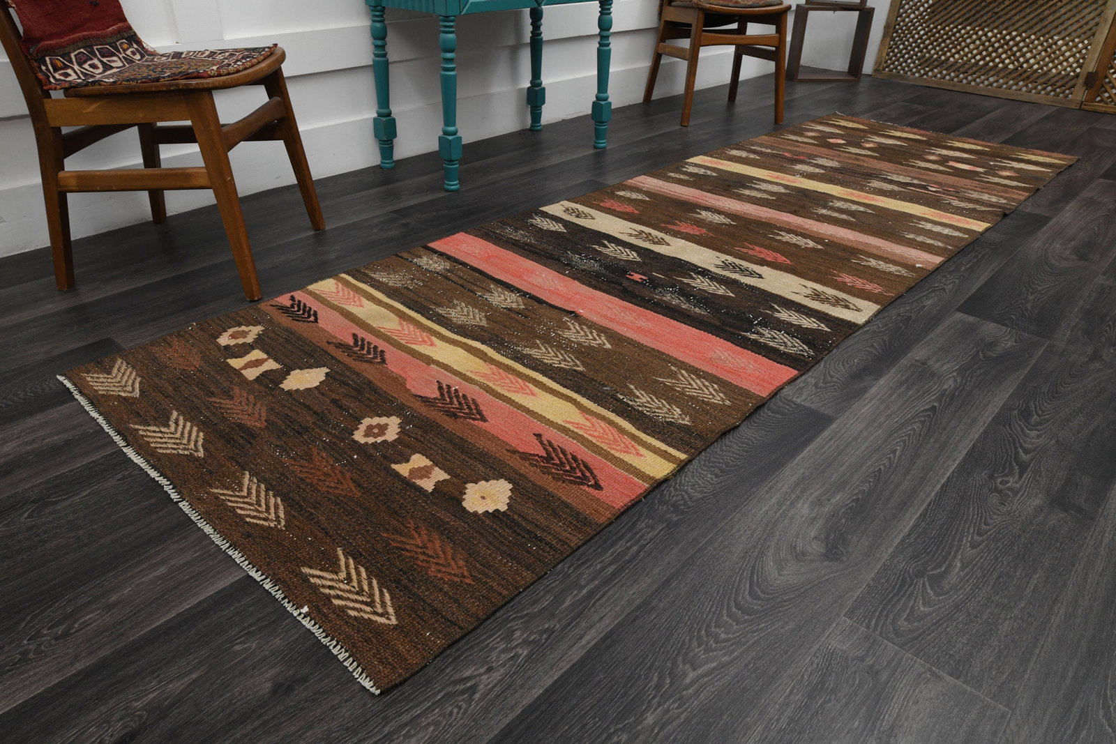 3.3x10.5 ft, TURKISH KILIM Runner - 3