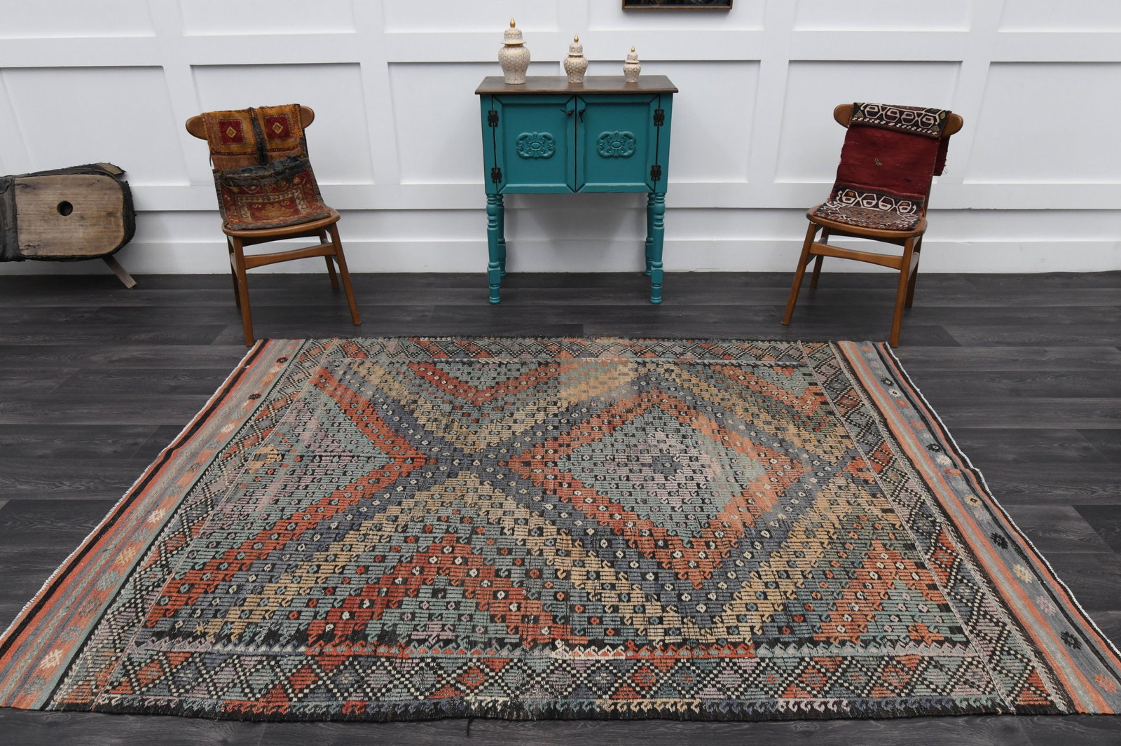 5.8x8.5 ft, TURKISH Flatweave Kilim Rug - 3