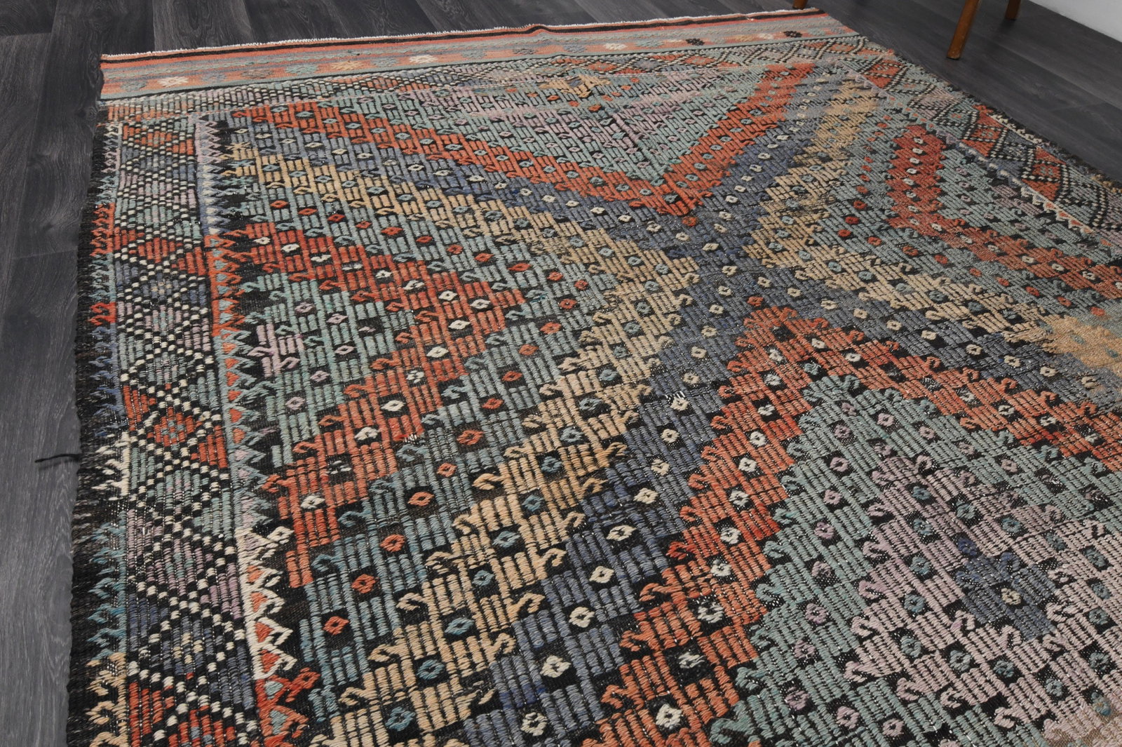 5.8x8.5 ft, TURKISH Flatweave Kilim Rug - 5