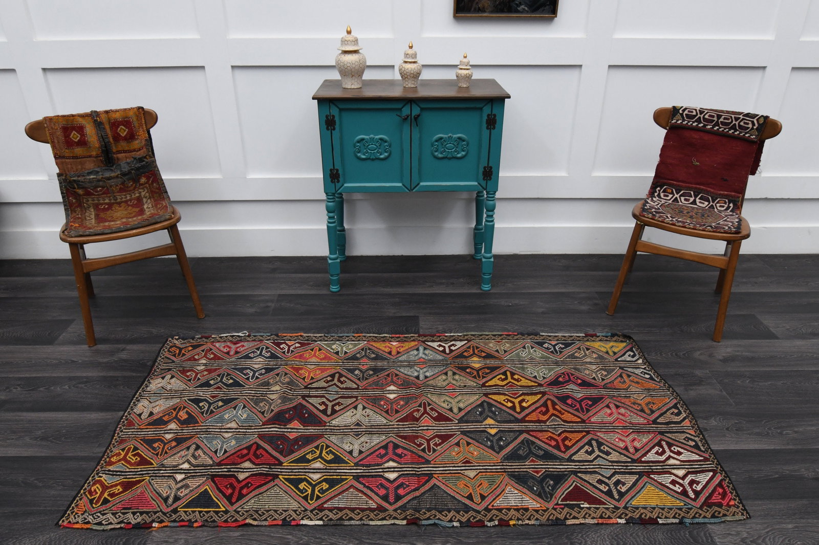 3x6.3 ft VINTAGE Rug, Turkish - 3