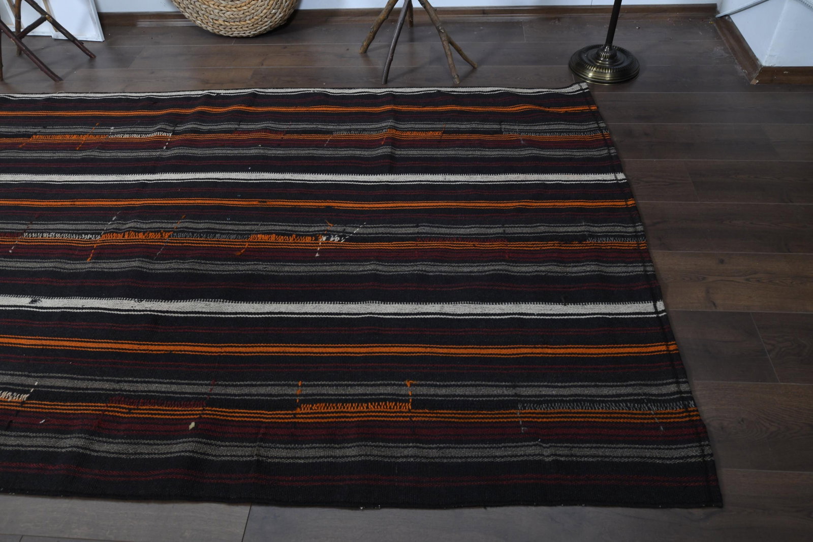 4.7x9.3 ft, STRIPED KILIM RUG - 9