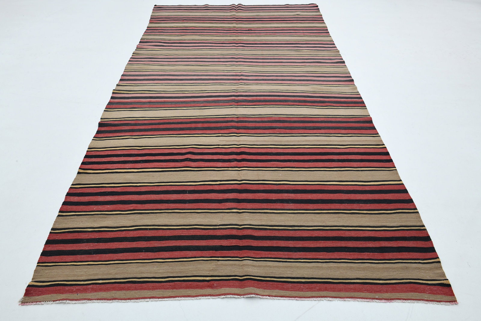 5.6x10.7 ft, RED KILIM RUG: Title: 5.6x10.7 ft, RED KILIM RUG Description: This Turkish one-of-a-kind Vintage Flatweave Kilim Rug is hand-knotted and handwoven by the most skilled artisans who use pure wool, in vibrant, natural 