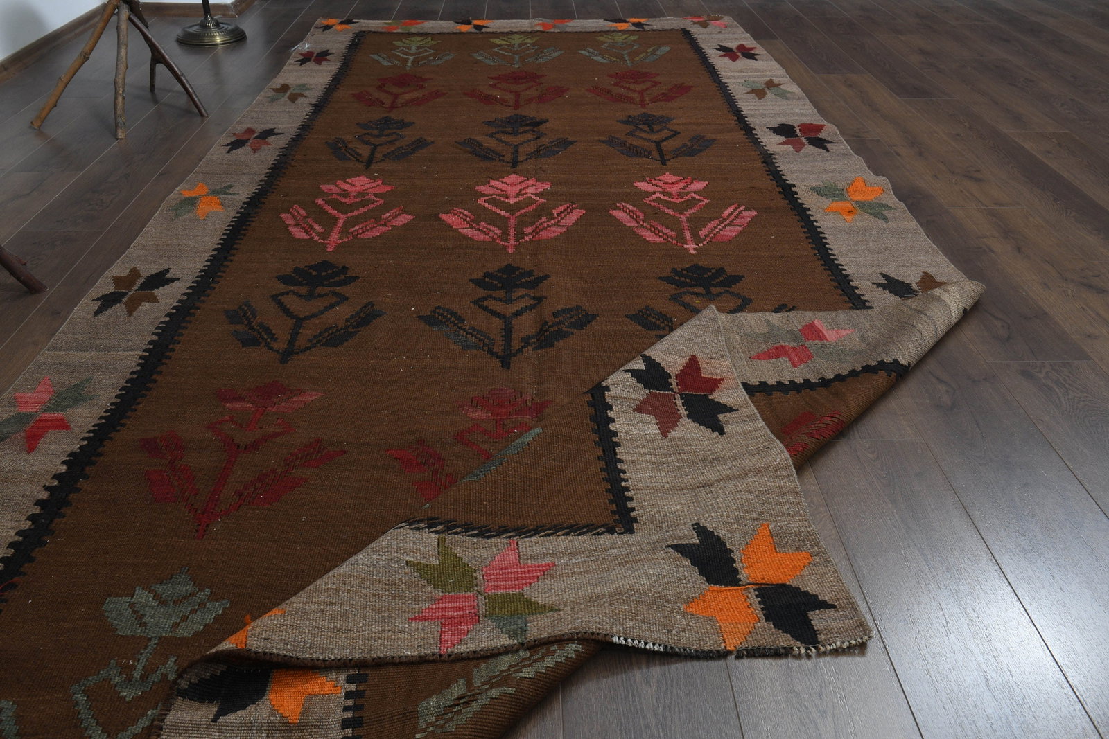 5'6x12'9 ft, BROWN COLORFUL RUG, - 3