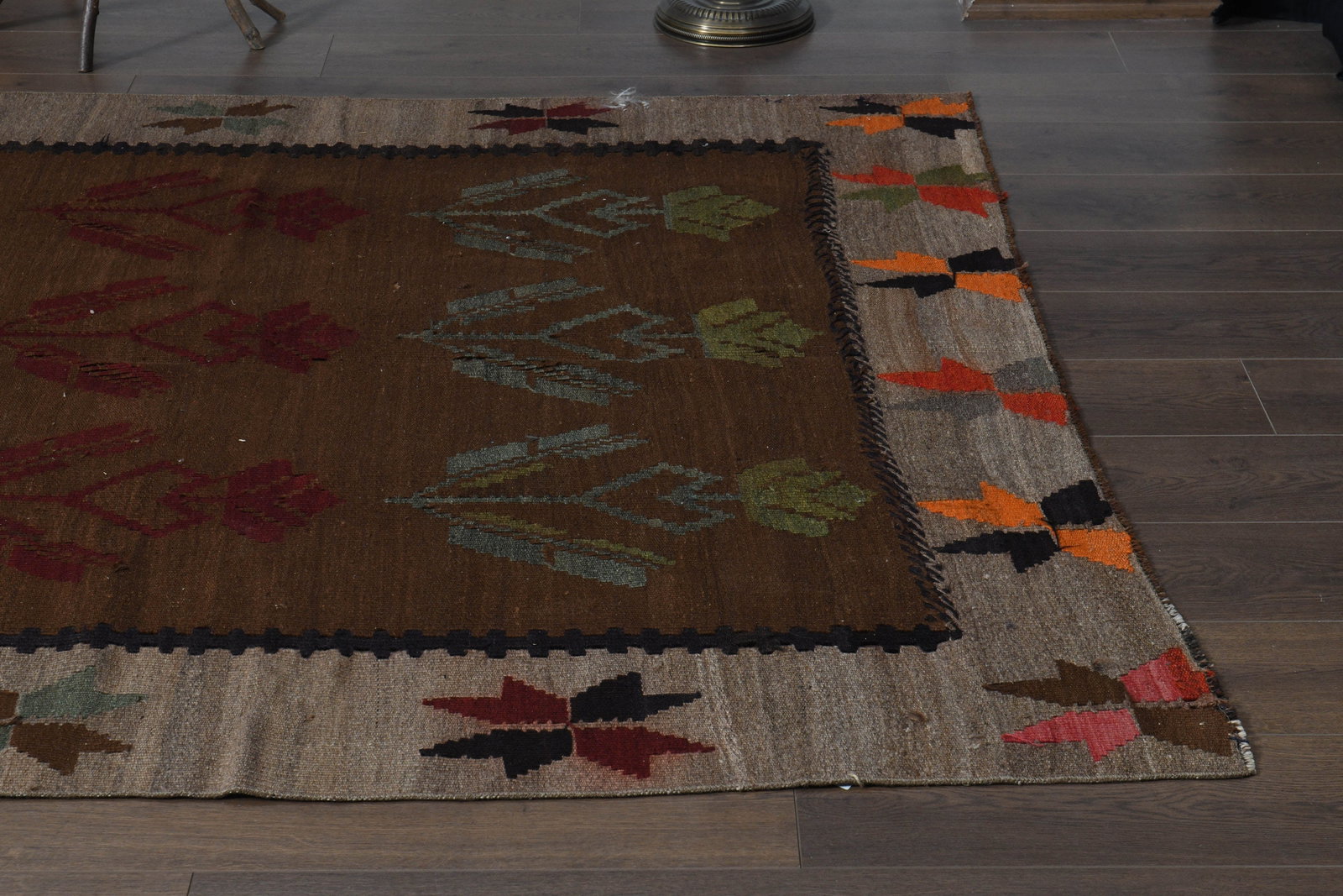 5'6x12'9 ft, BROWN COLORFUL RUG, - 8