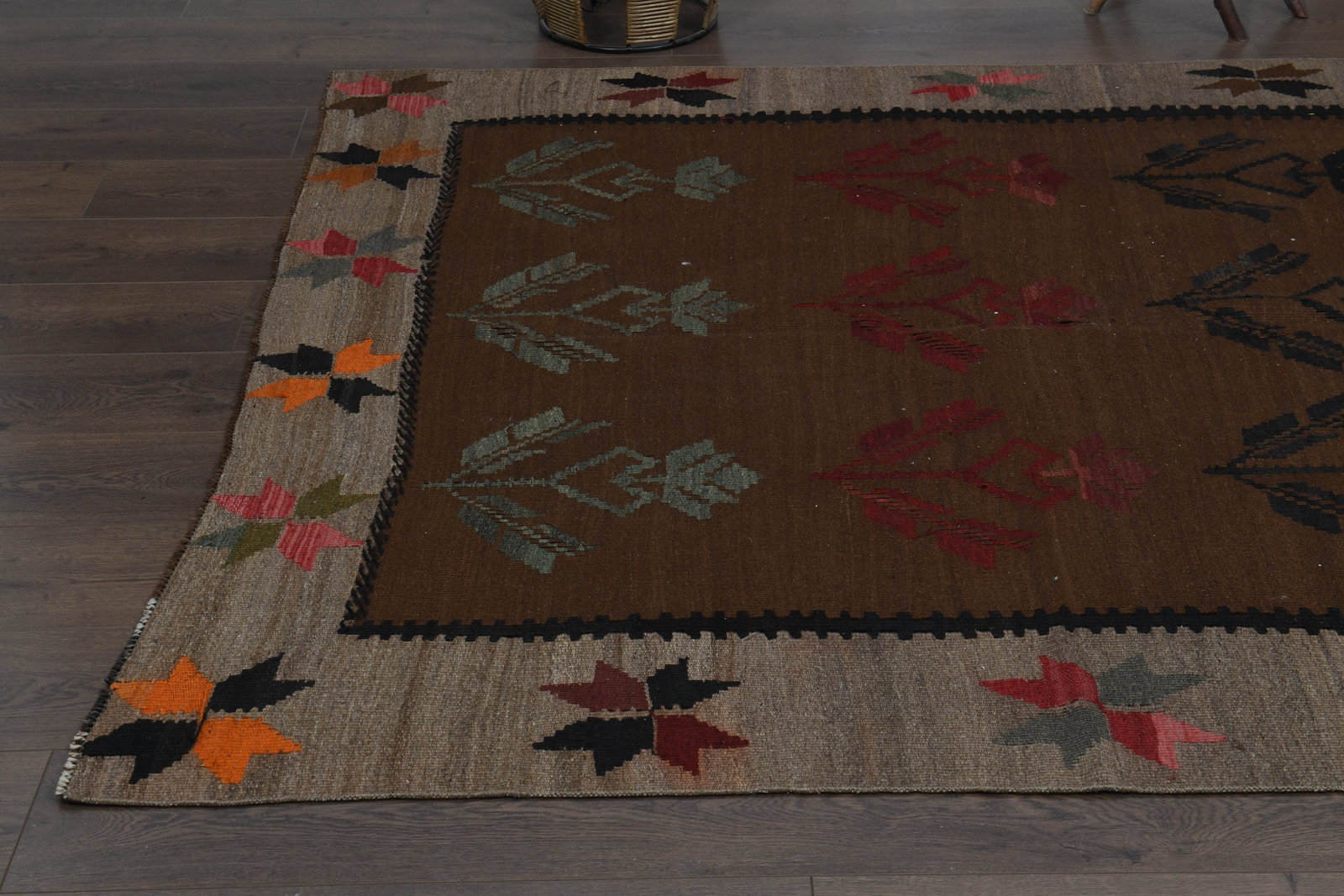 5'6x12'9 ft, BROWN COLORFUL RUG, - 9
