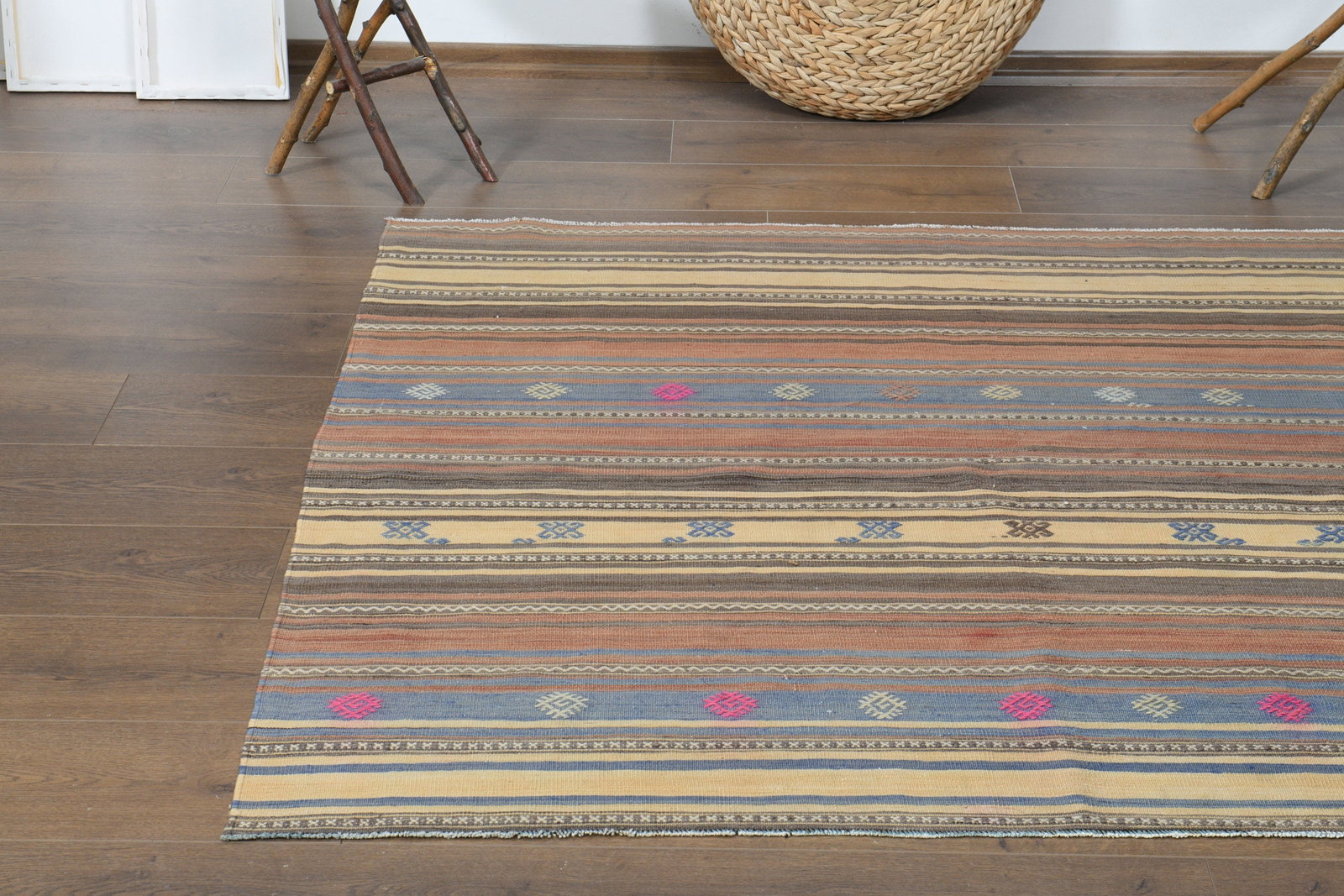 4'8x5'2 ft, COLORFUL KILIM RUG - 8
