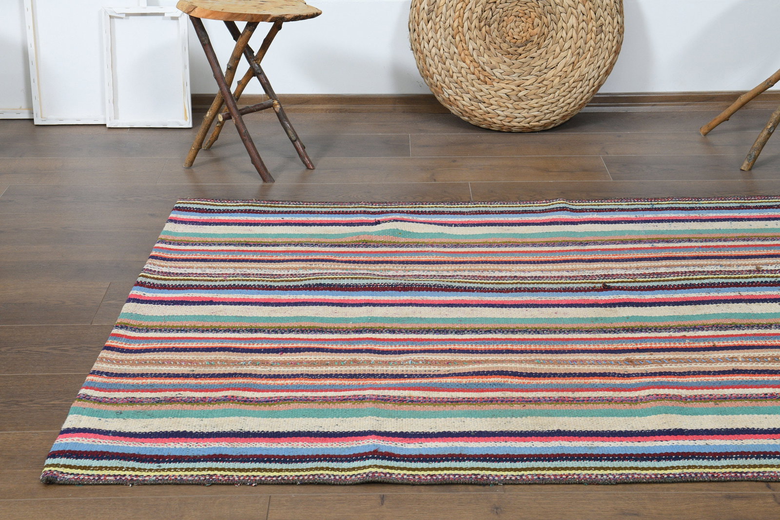 3'9x6'9 ft, COLORFUL TURKISH RUG - 4