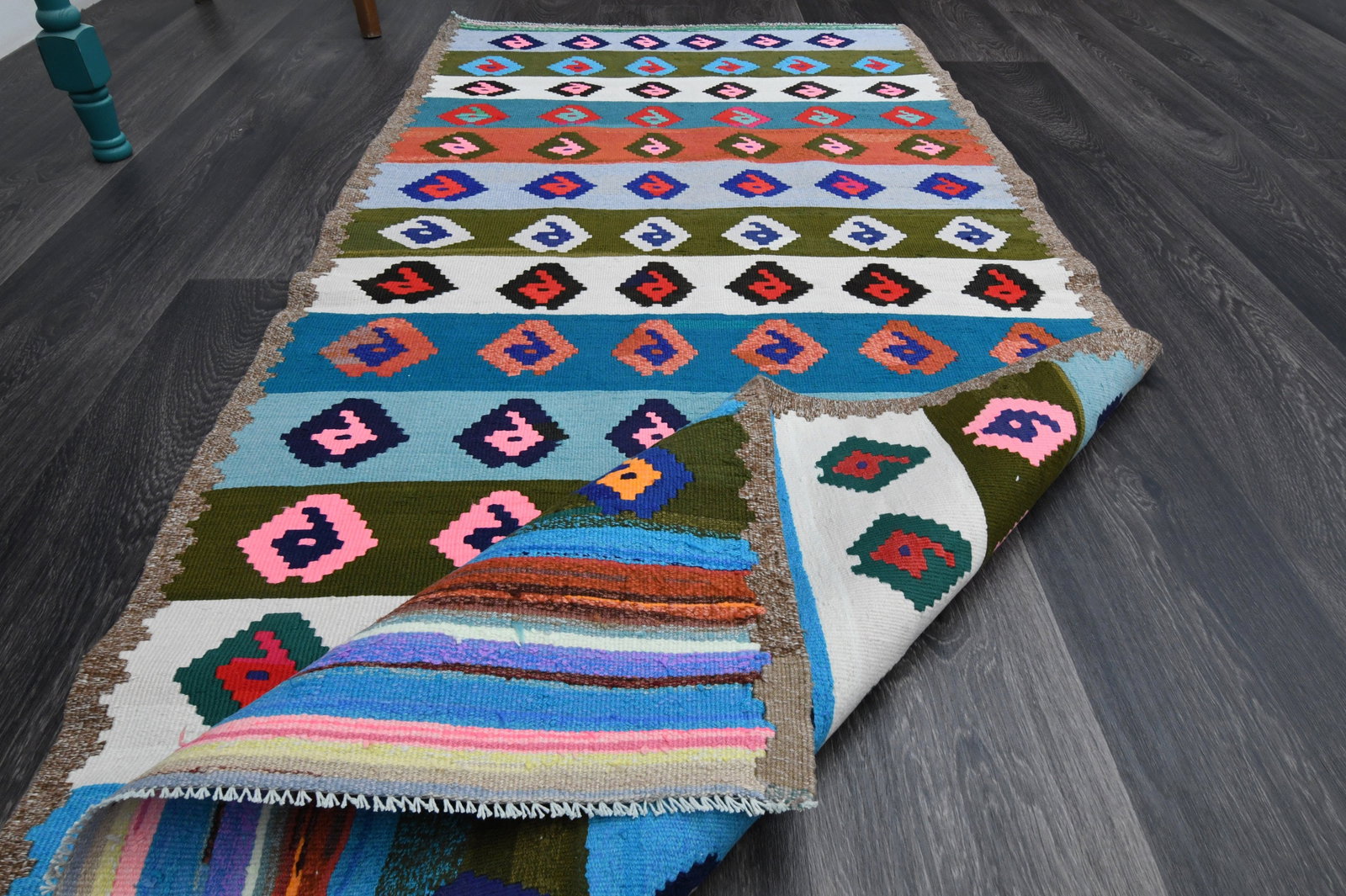 2.9x6.4 ft, TURKISH KILIM Runner - 9