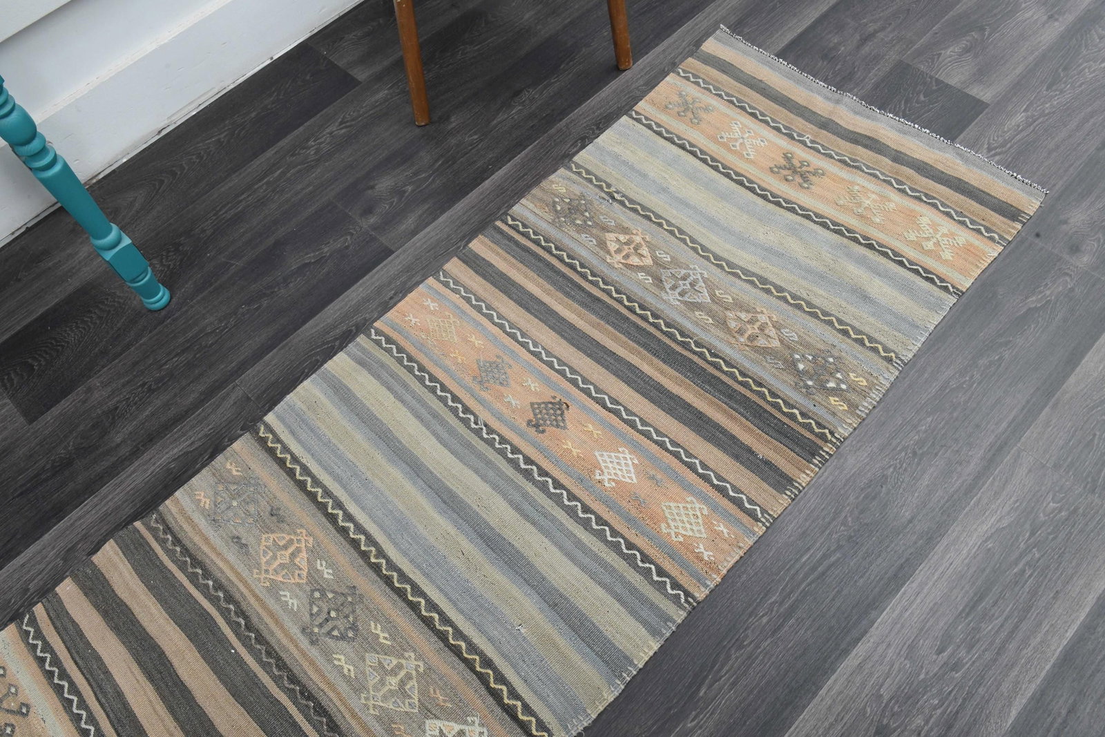 2.4x10.1 ft, STRIPED TURKISH RUNNER - 4