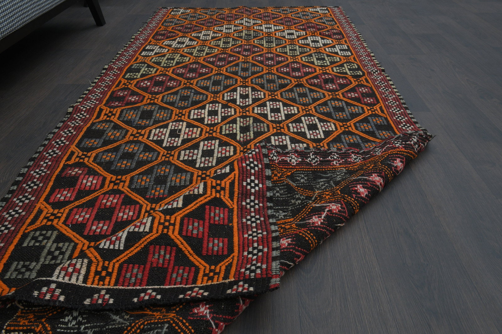 4x9 Vintage Rug Runner, Turkish - 5