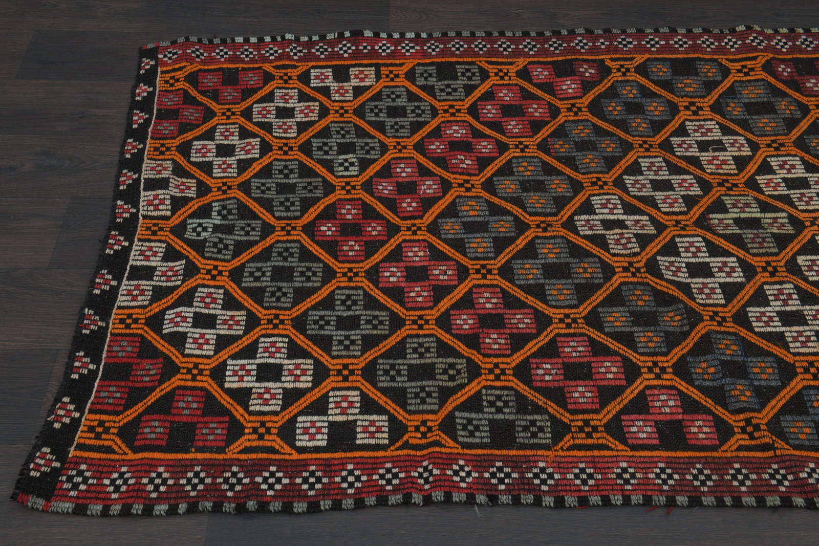4x9 Vintage Rug Runner, Turkish - 8