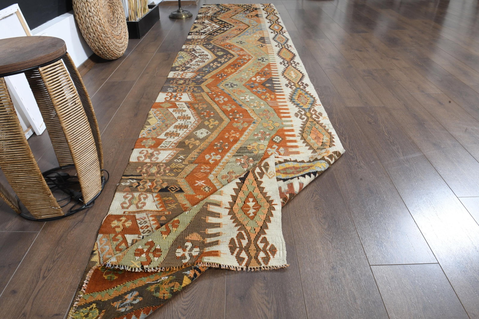 2'8x13'1 ft, STRIPED KILIM RUG, Turkish Vintage Runner: Title: 2'8x13'1 ft, STRIPED KILIM RUG, Turkish Vintage Runner Description: This Turkish one-of-a-kind Vintage Flatweave Kilim Rug is hand-knotted and handwoven by the most skilled artisans who use pur