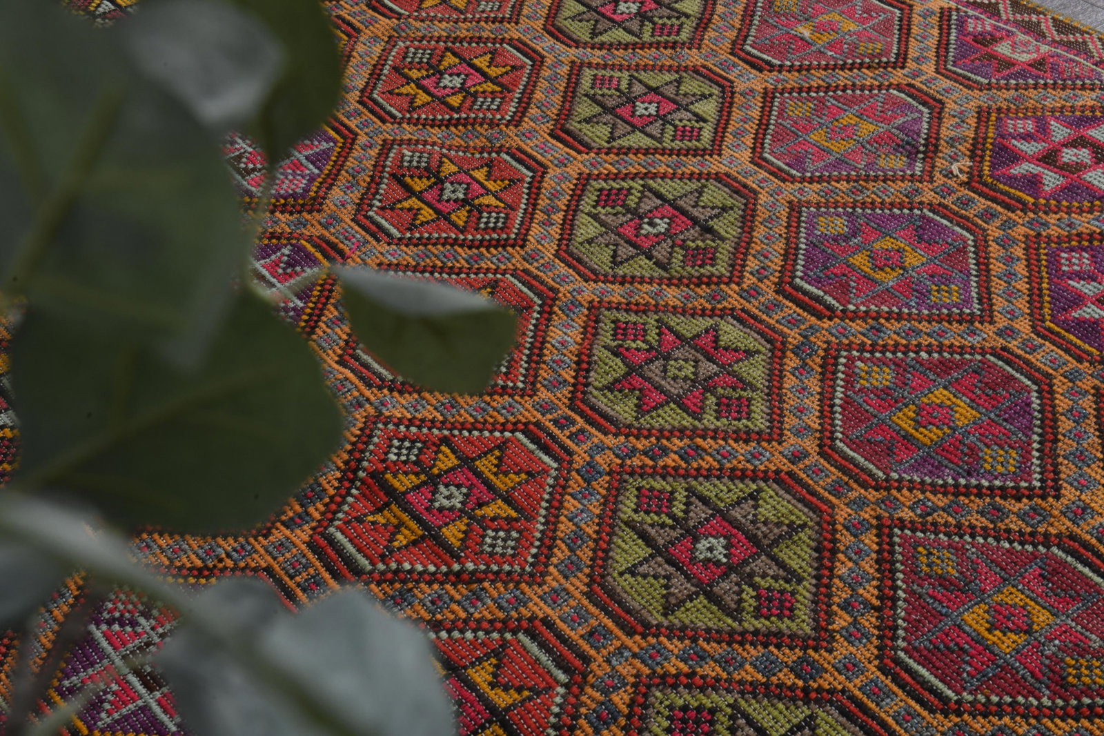 6'2x9'2 ft, ORANGE PINK KILIM, Boho Chic - 9