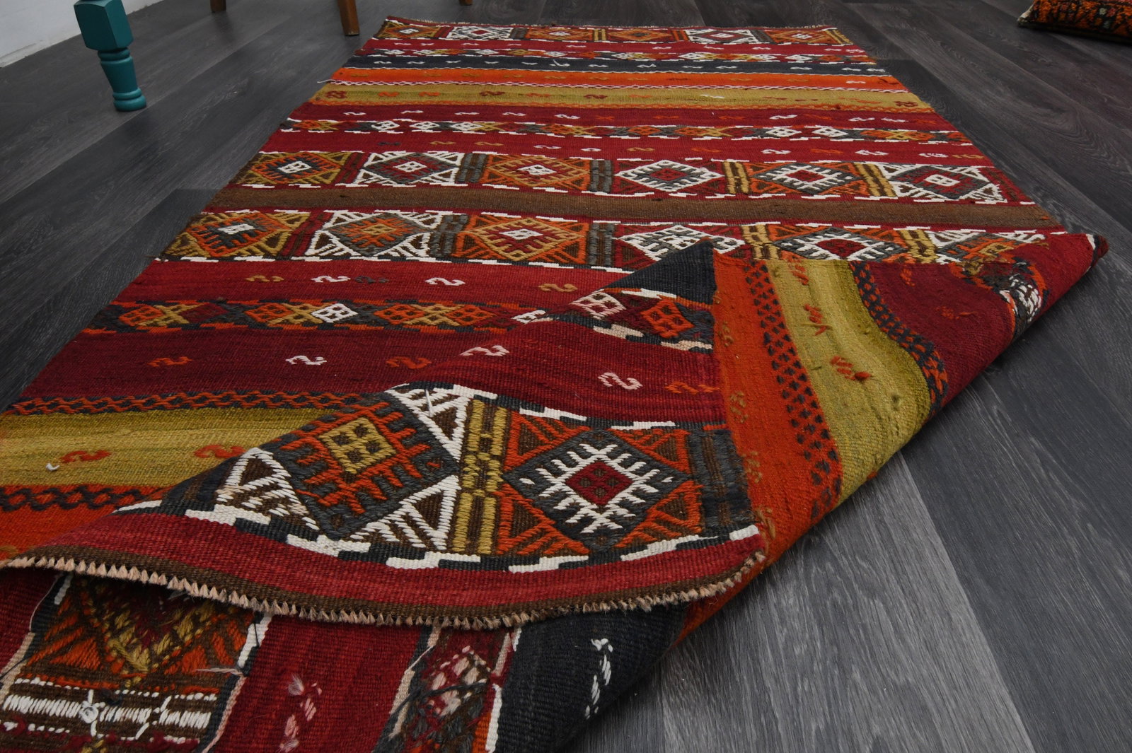 3.3x6.9 ft, TURKISH KILIM Runner, VINTAGE - 9