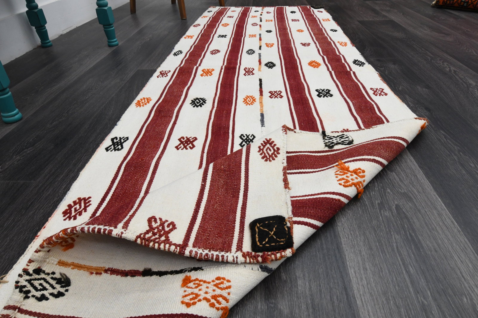 2.6x8 ft, TURKISH KILIM Runner - 9