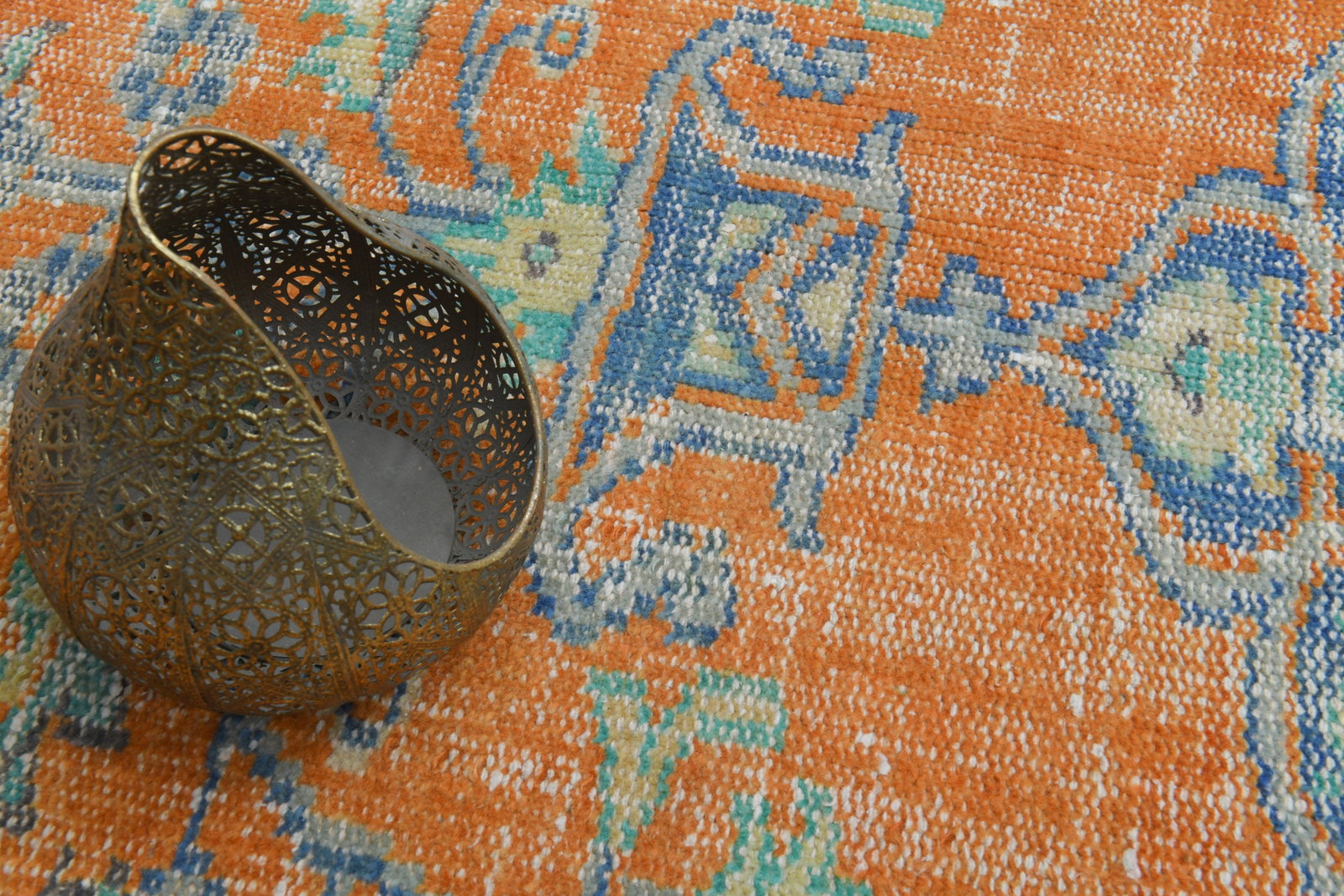 7'6x11'2 ft, ORANGE TURKISH RUG - 4