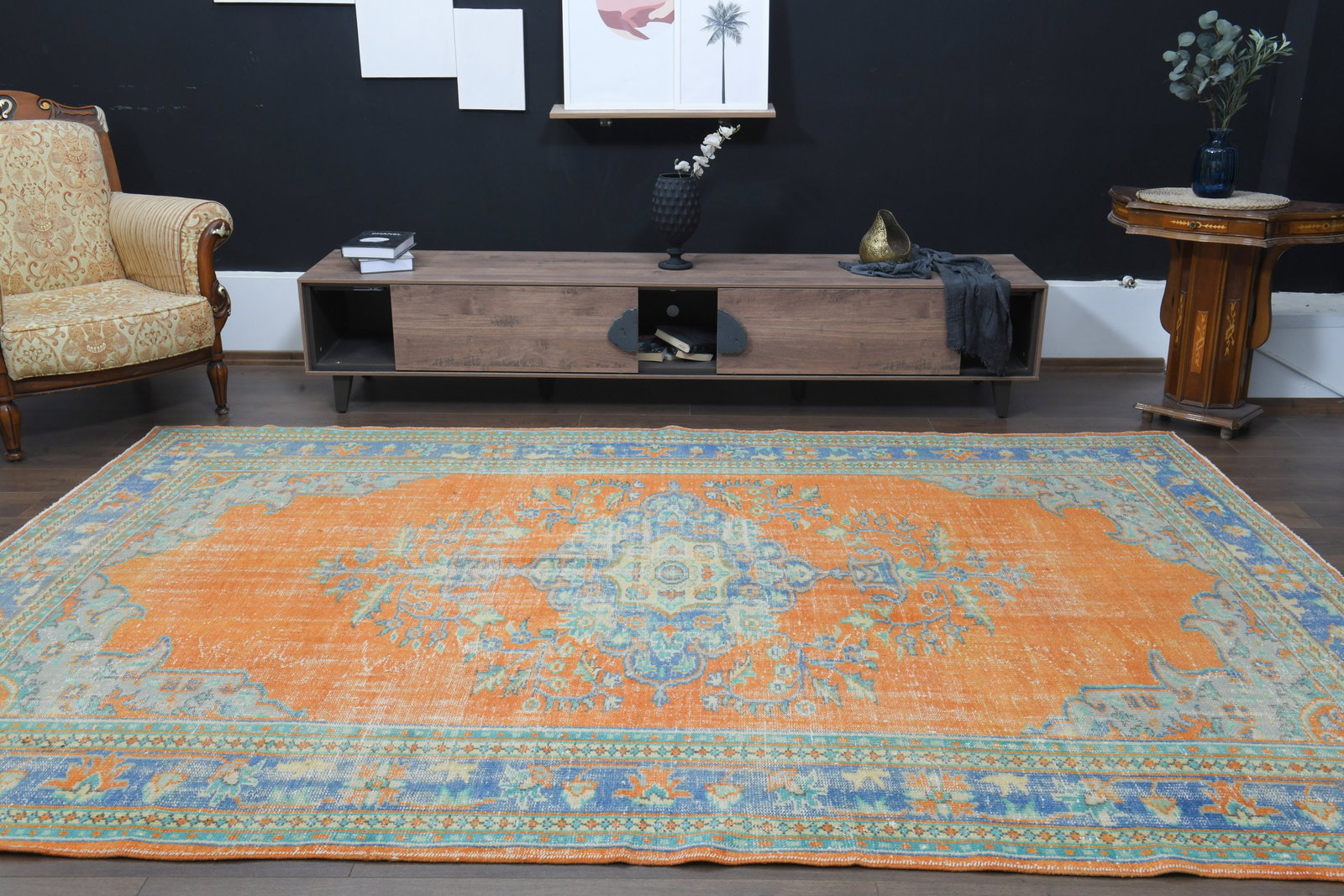 7'6x11'2 ft, ORANGE TURKISH RUG - 6