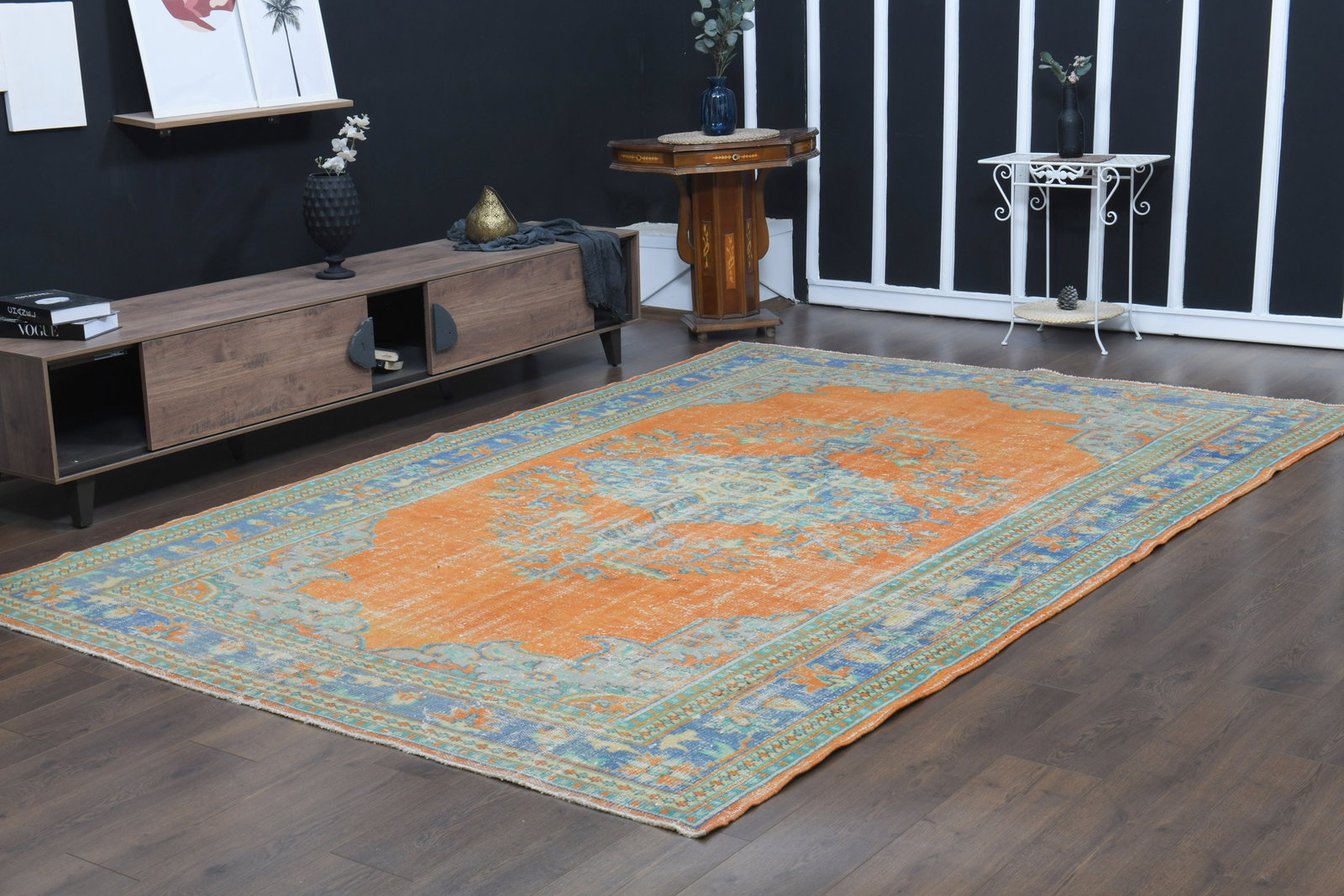 7'6x11'2 ft, ORANGE TURKISH RUG - 7