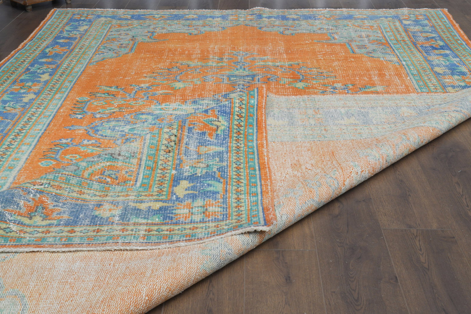 7'6x11'2 ft, ORANGE TURKISH RUG - 8