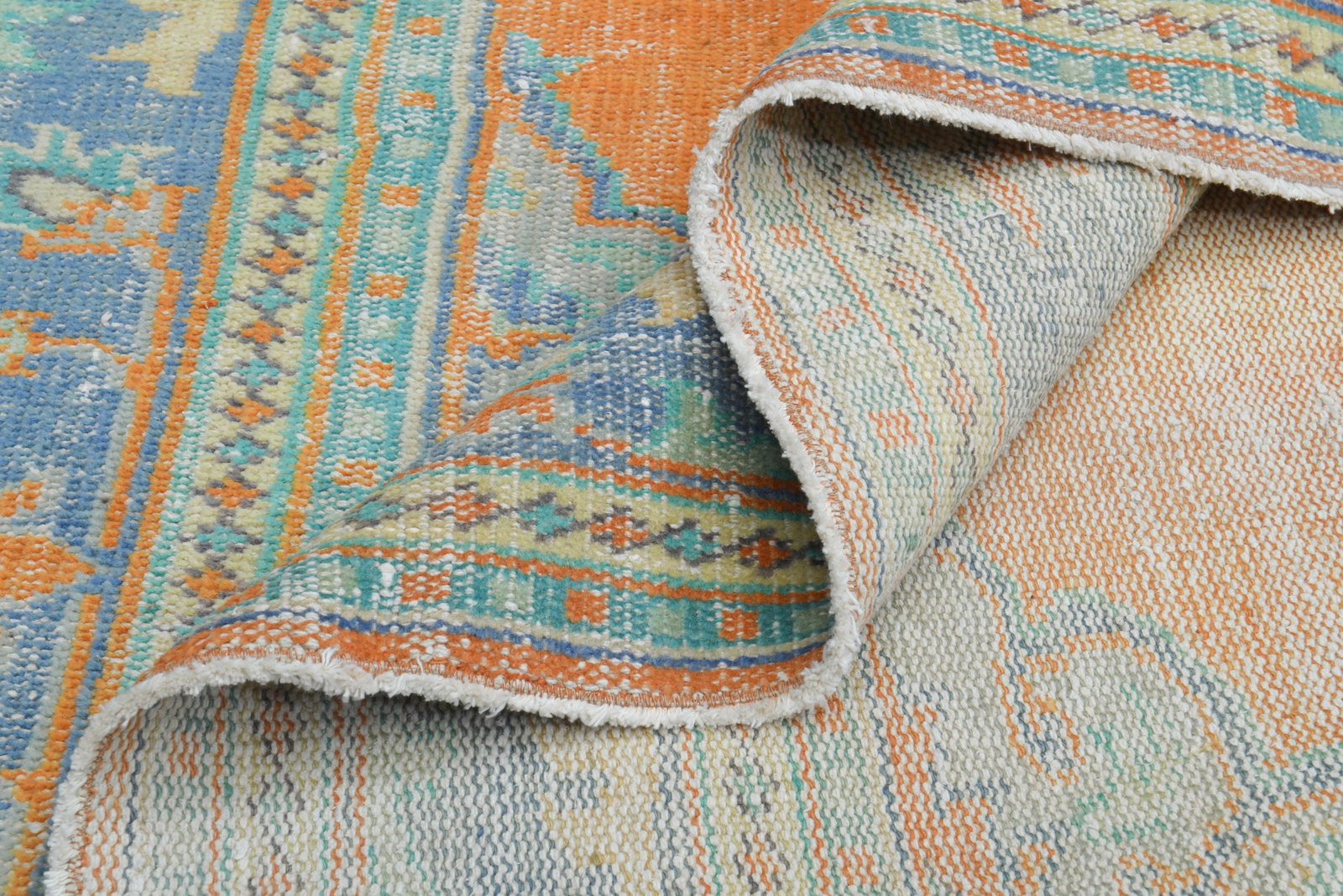 7'6x11'2 ft, ORANGE TURKISH RUG - 9