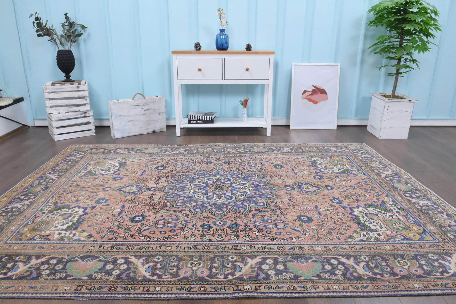 7x10 VINTAGE LUXURY RUG: Title: 7x10 VINTAGE LUXURY RUG Description: This Turkish one-of-a-kind Vintage Turkish Rug is hand-knotted and handwoven by the most skilled artisans who use pure wool, in muted, natural tones, and