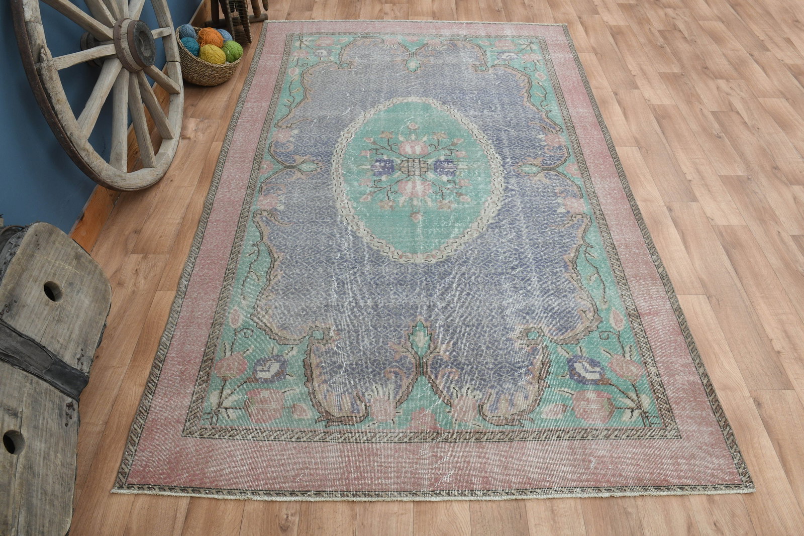 6'4x10'6 ft, HANDWOVEN VINTAGE RUG - 2