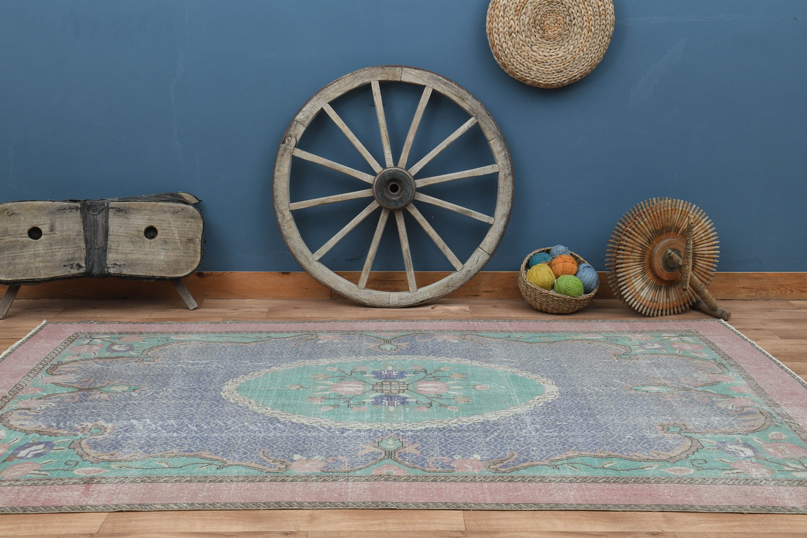 6'4x10'6 ft, HANDWOVEN VINTAGE RUG - 8