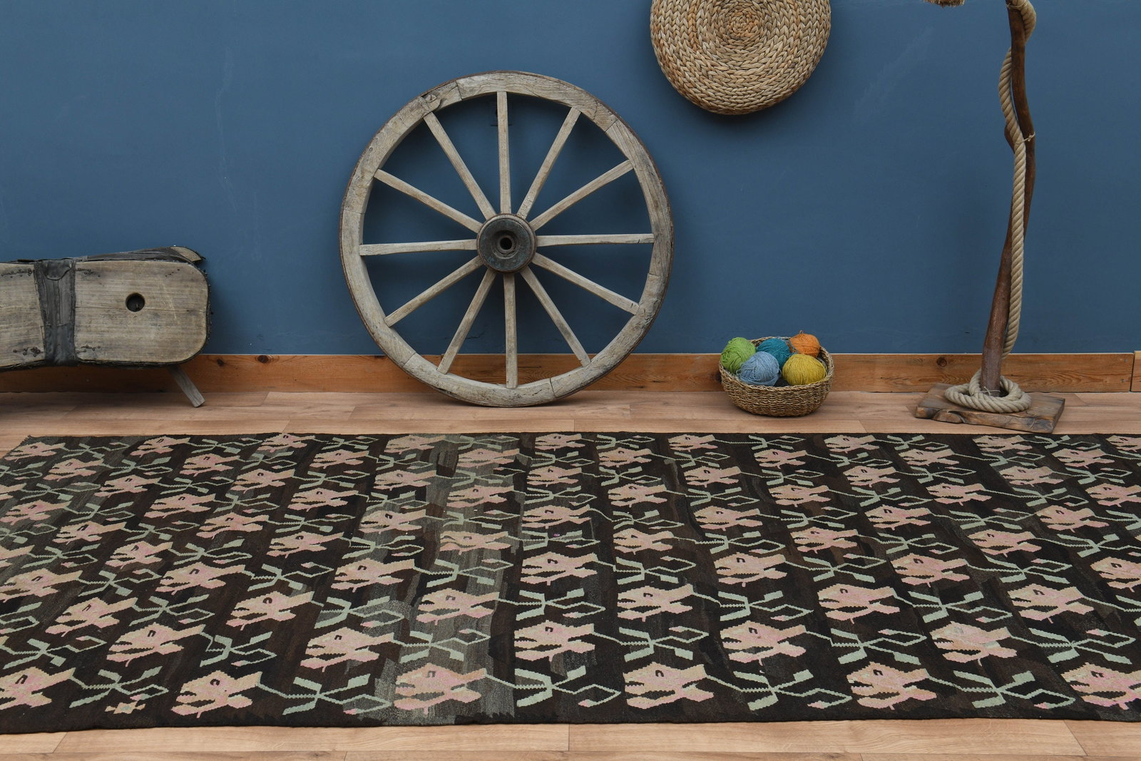 6'3x12'3 ft, IKAT TURKISH KILIM: Title: 6'3x12'3 ft, IKAT TURKISH KILIM Description: This Turkish one-of-a-kind Vintage Turkish Rug is hand-knotted and handwoven by the most skilled artisans who use pure wool, in muted, natural