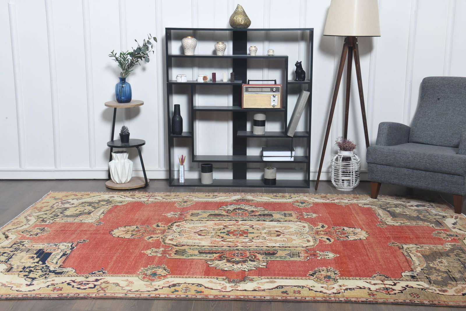6.9x10.4 ft, FADED DISTRESSED RUG, Shabby Chic - 9